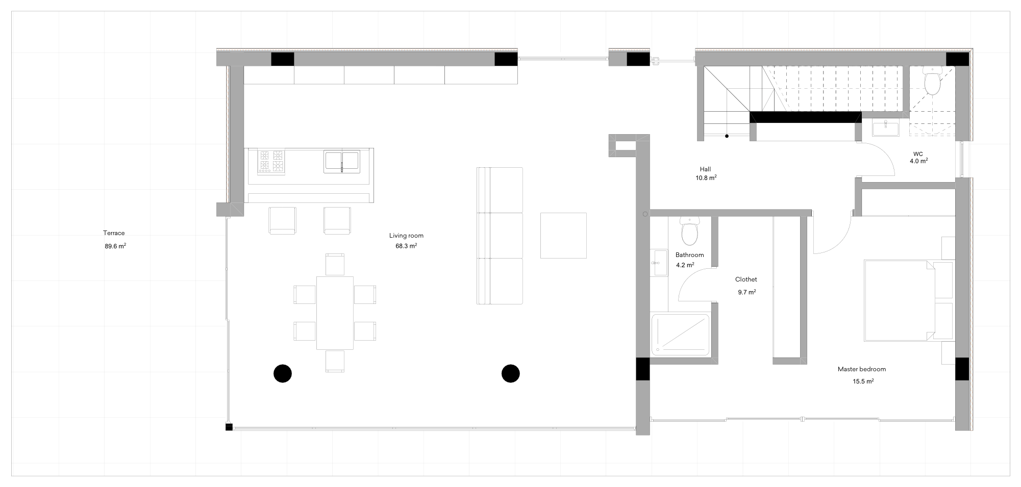 First floor plan of the 2 Floor Villa, 5 Bedrooms